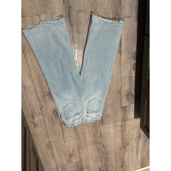 78 & Sunny Women's Wide Leg Cropped Jeans Light Wash Raw Hem Size‎ 8 - Picture 3 of 4